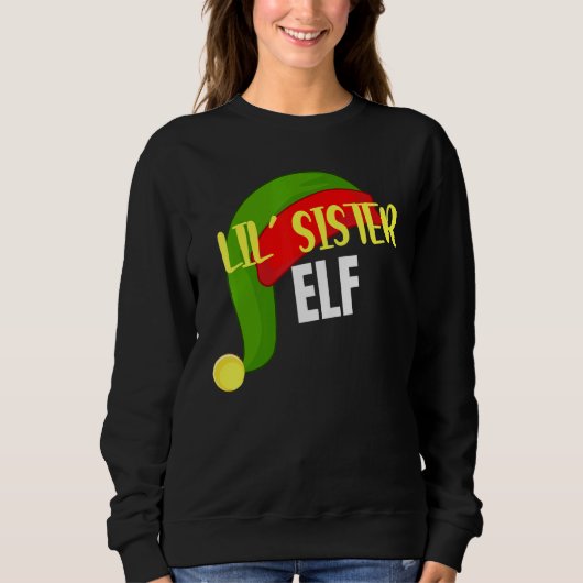 Sweatshirt Lil Sister Elf Correspondant Groupe Famille Noël P (Devant)