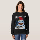 Sweatshirt Lil Sister Shark Santa Hat Noël (Devant entier)