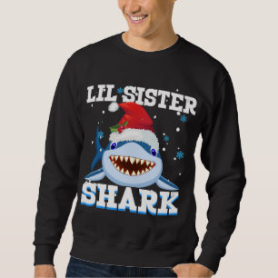 Sweatshirt Lil Sister Shark Santa Hat Noël