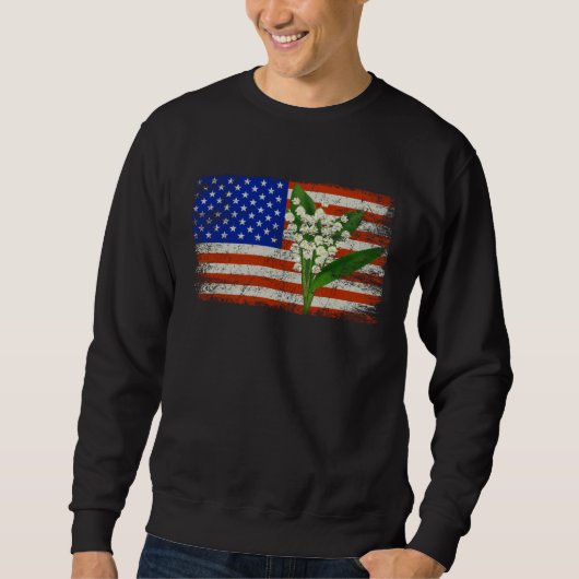 Sweatshirt Lily Of The Valley American Flag USA (Devant)