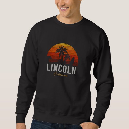 Sweatshirt Lincoln California Retro Surfer Plage Vintage (Devant)