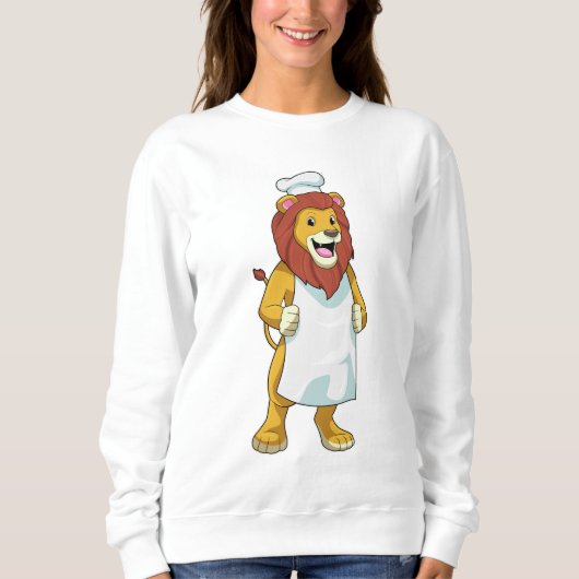 Sweatshirt Lion as Cook with Chef Cooking apron (Devant)