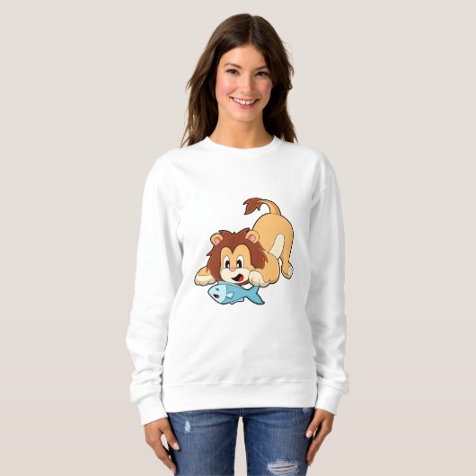 Sweatshirt Lion avec poisson (Devant entier)