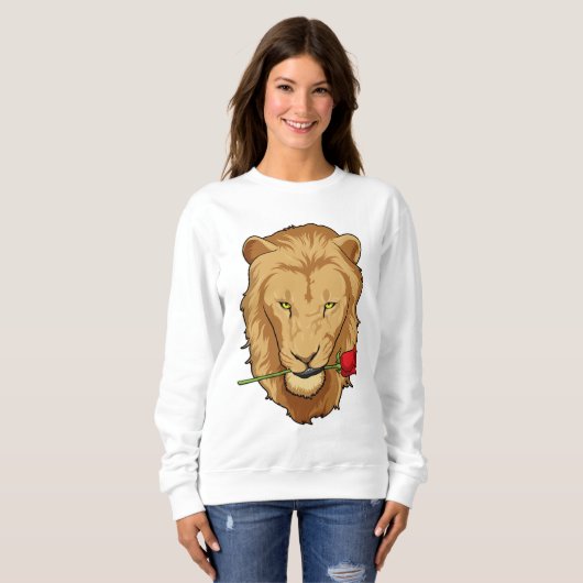 Sweatshirt Lion avec Rose (Devant entier)