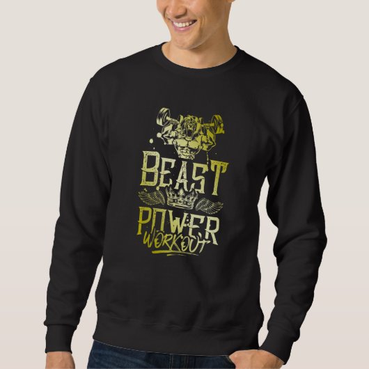 Sweatshirt Lion Beast Workout Gym Fitness Weightlifting Bodyb (Devant)