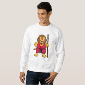 Sweatshirt Lion comme guerrier avec Spear (Devant entier)