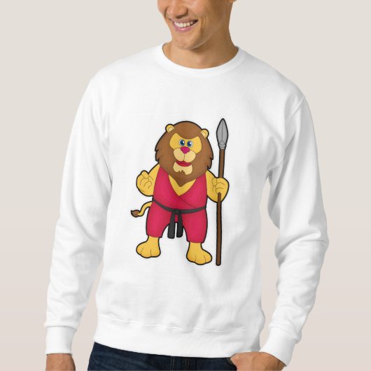 Sweatshirt Lion comme guerrier avec Spear (Devant)