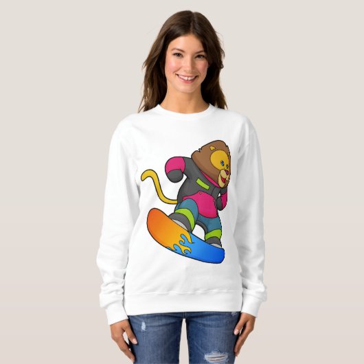 Sweatshirt Lion en Snowboard avec Snowboard (Devant entier)