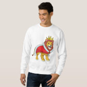 Sweatshirt Lion en tant que Roi avec Couronne et Cape (Devant entier)