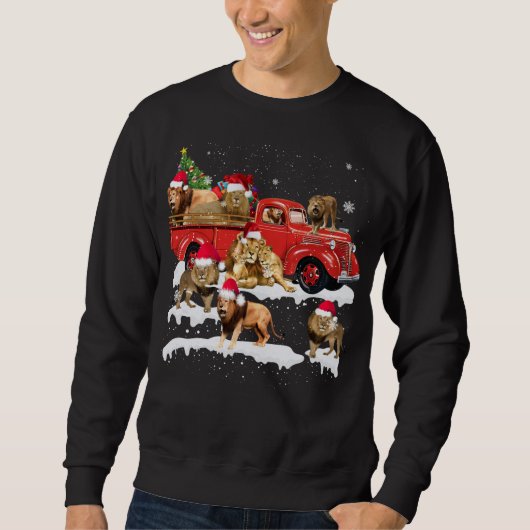 Sweatshirt Lion équitation Camion Rouge Joyeux Noël X mas Lai (Devant)