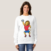 Sweatshirt Lion Handball player Handball (Devant entier)