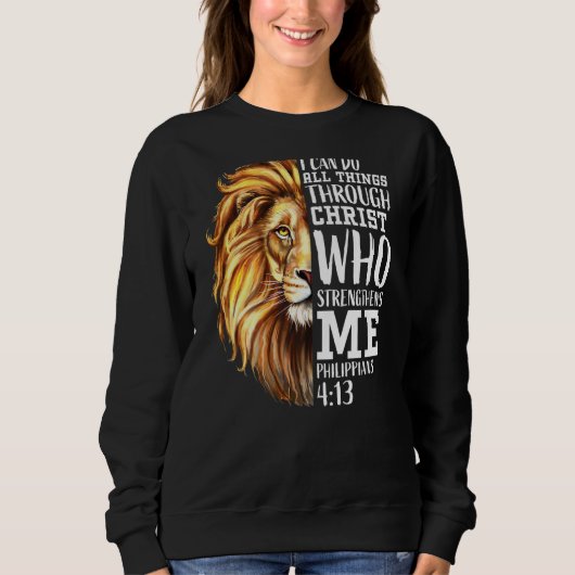 Sweatshirt Lion Juda Écriture Religieuse Chrétienne Graphique (Devant)