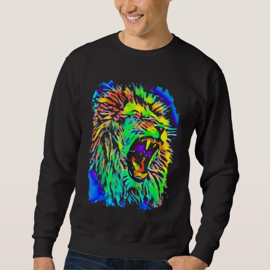Sweatshirt Lion Jungle King Pop Art (Devant)