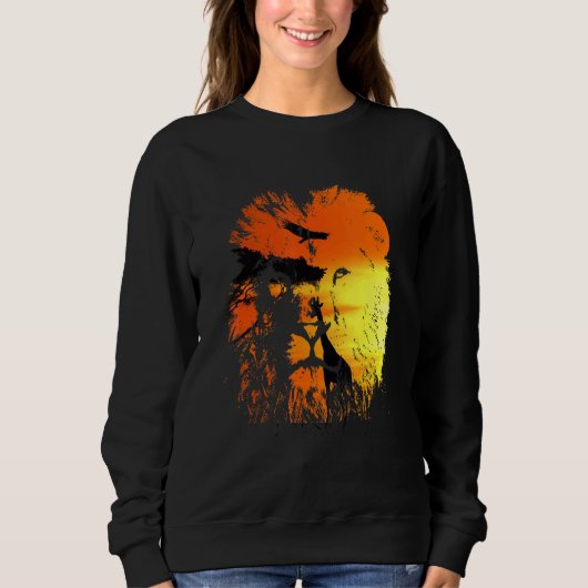 Sweatshirt Lion Safari coucher de soleil Zoo gardien animal B (Devant)