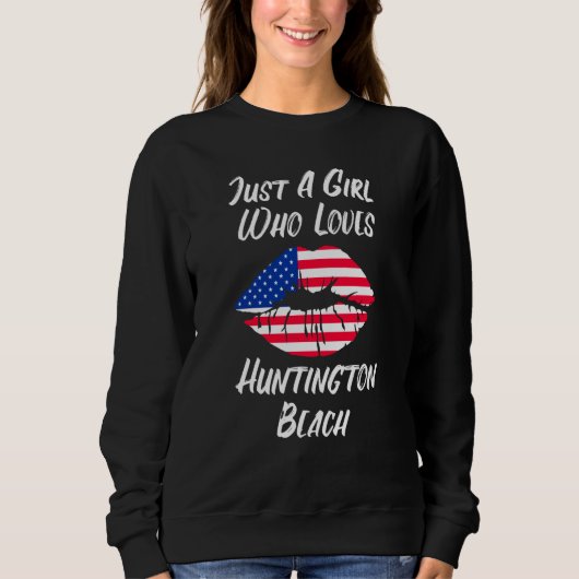 Sweatshirt Lips Mouth Love American Flag Huntington Beach (Devant)