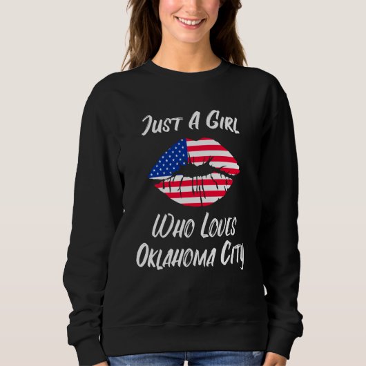 Sweatshirt Lips Mouth Love American Flag Oklahoma City (Devant)