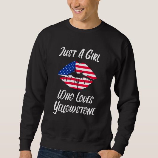 Sweatshirt Lips Mouth Love American Flag Yellowstone (Devant)