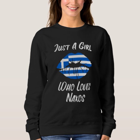 Sweatshirt Lips Mouth Love Greek Flag Naxos (Devant)
