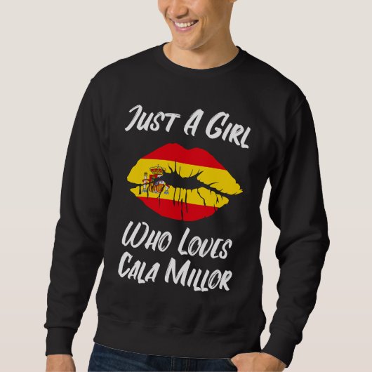 Sweatshirt Lips Mouth Love Spanish Flag Cala Millor (Devant)