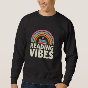 Sweatshirt Lire Vibes Retro Arc-en-ciel Vintage Livres Amateu