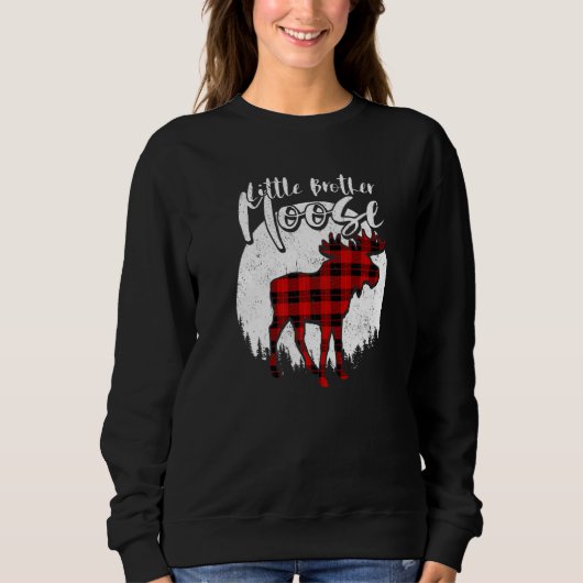 Sweatshirt Little Brother Moose Red Plaid Buffalo Matching Fa (Devant)
