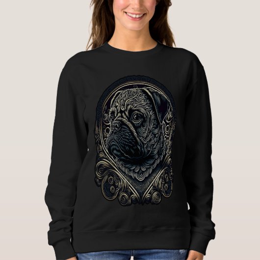 Sweatshirt Little Pug with Ornaments  1 (Devant)