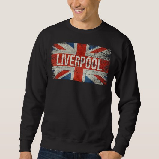 Sweatshirt Liverpool Royaume-Uni Drapeau britannique Vintage  (Devant)