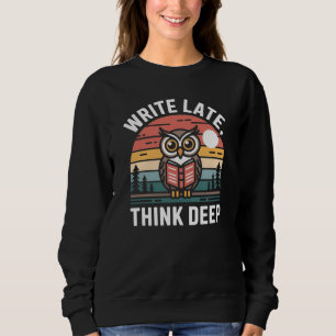Sweatshirt Livre de hibou Lune Coucher de soleil vintage