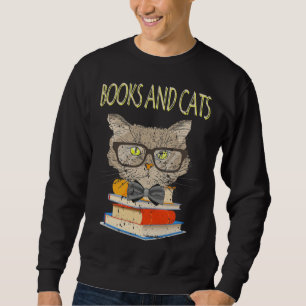 Sweatshirt Livres Et Chats Lunettes Nerdy Chatons Bibliophile
