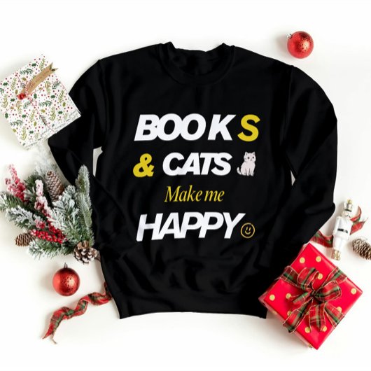 Sweatshirt Livres et chats me rendent heureux