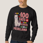Sweatshirt Llama 100 Days Of School No Probllama Teacher Stud (Devant)