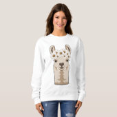 Sweatshirt Llama aux fleurs blanches (Devant entier)