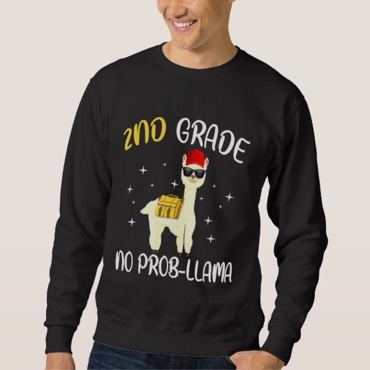 Sweatshirt Llama De 2E Année Sans Probe Retourner À L'École (Devant)