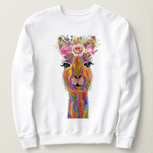 Sweatshirt Llama florale mignonne et colorée (Design devant)