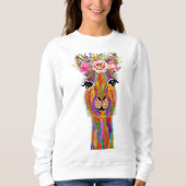 Sweatshirt Llama florale mignonne et colorée (Devant)