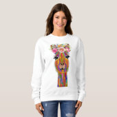 Sweatshirt Llama florale mignonne et colorée (Devant entier)