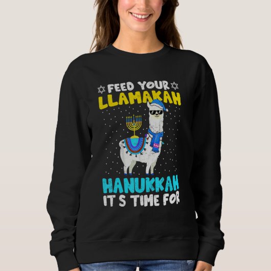 Sweatshirt Llama Hanukkah Costume Alpaca Chanukah Feed Your L (Devant)