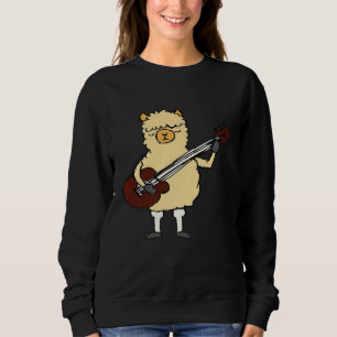 Sweatshirt Llama Jouer Guitare Cute Alpaca Musique Guitariste