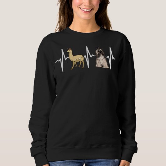 Sweatshirt Llama Lhasa Apsos Chien Coeur (Devant)