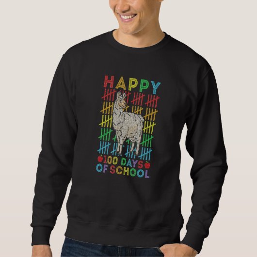 Sweatshirt Llama Lovers Teacher Student Happy 100 Days of Sch (Devant)