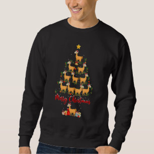 Sweatshirt Llama Lumières Sapin de Noël Santa Llama Noël