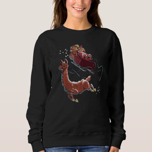 Sweatshirt Llama Pulling Santa's Sleigh Christmas Santa Xmas  (Devant)