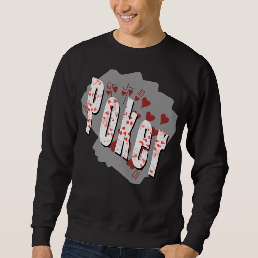 Sweatshirt Logo De Poker Avec Coeurs Arrière - plan De Flush (Devant)