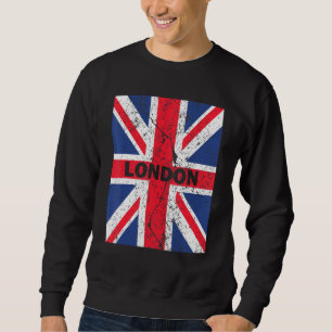 Sweatshirt Londres Angleterre avec Drapeau Union Jack en détr