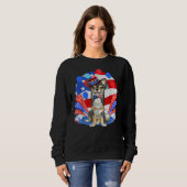 Sweatshirt Long Haired Chihuahua 4th of July American Flag (Devant entier)