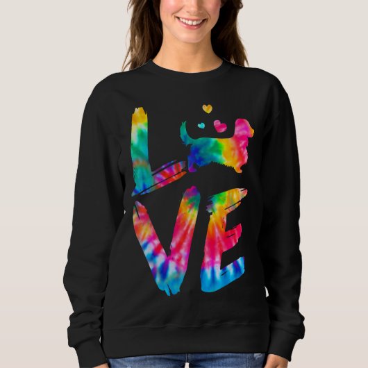 Sweatshirt Long Haired Dachshund Tie Dye Log Chien Maman Papa (Devant)