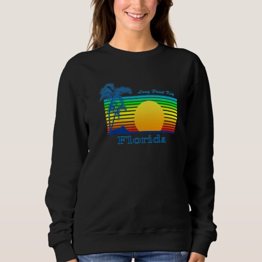 Sweatshirt Long Point Key Florida Retro Tropical Beach Sunset (Devant)