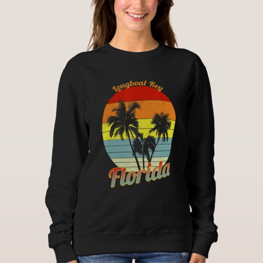Sweatshirt Longboat Key Florida Retro Tropical Palm Trees Vac (Devant)