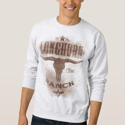 Sweatshirt Longhorn Ranch Texas Brown & Tan (Devant)