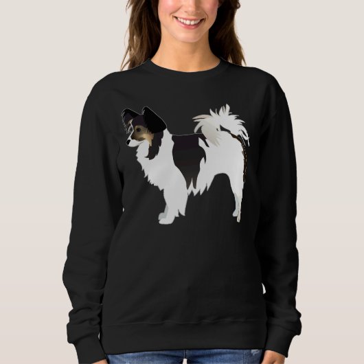 Sweatshirt Longue race Haired Chihuahua Tri Couleur Basique (Devant)